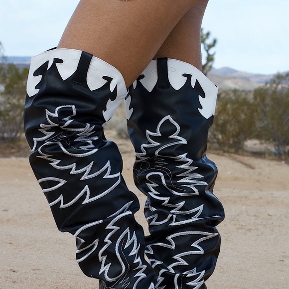 LAST Thigh High Over the Knee Western Heeled Boot - Picture 5 of 7